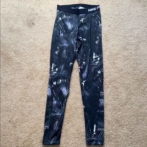 Nike Black & White Print Running Leggings Small